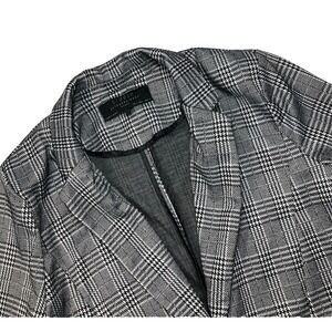 Stoosh Extraordinary Blazer Women's Size Large Black White Plaid Pockets Cuffed